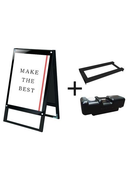 常磐精工 ポスタースタンド ブラックポスター用スタンド看板 B2両面ブラック ウエイトアーム・水タンクセット BPSSK-B2RB-3SET|【店舗用品】