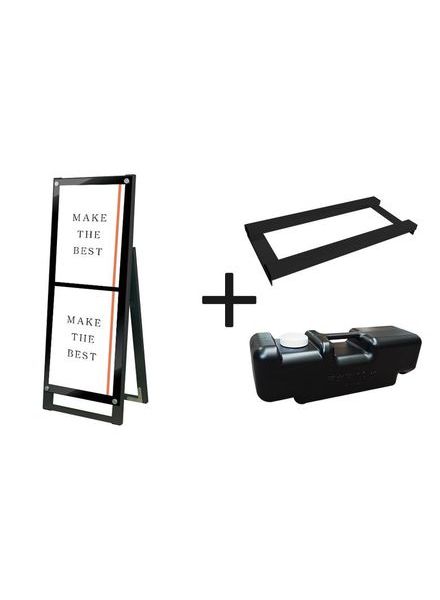 常磐精工 ポスタースタンド ブラックポスター用スタンド看板マグネジ A3縦縦片面ブラック ウエイトアーム・水タンクセット BPSSKMN-A3TTKB-3SET|【店舗用品】