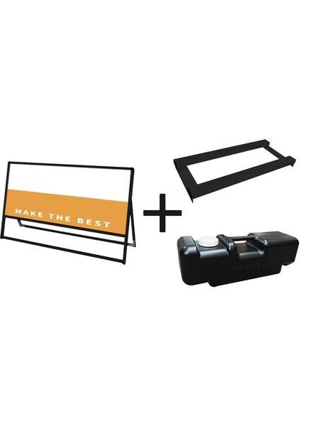 常磐精工 ボードスタンド ブラックバリウススタンド看板 アルミ複合板 1200×600片面 ウエイトアーム・水タンクセット BVASKAP-1200X600K-3SET|【店舗用品】