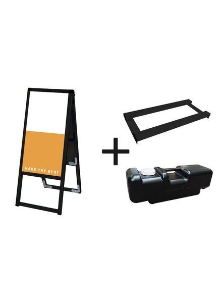 常磐精工 ボードスタンド ブラックバリウススタンド看板 アルミ複合板 300×600両面 ウエイトアーム・水タンクセット BVASKAP-300X600R-3SET|【店舗用品】