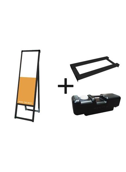 常磐精工 ボードスタンド ブラックバリウススタンド看板 アルミ複合板 300×900片面 ウエイトアーム・水タンクセット BVASKAP-300X900K-3SET|【店舗用品】