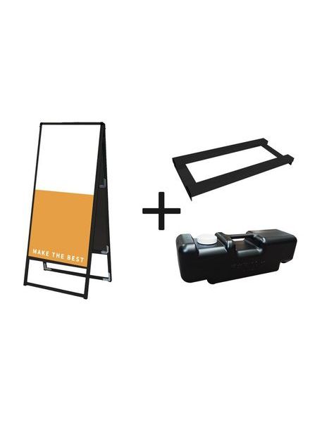 常磐精工 ボードスタンド ブラックバリウススタンド看板 アルミ複合板 450×1200両面 ウエイトアーム・水タンクセット BVASKAP-450X1200R-3SET|【店舗用品】