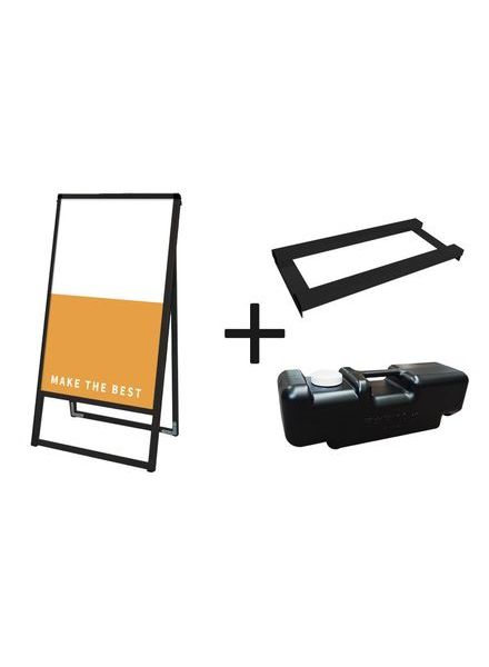 常磐精工 ボードスタンド ブラックバリウススタンド看板 アルミ複合板 450×900片面 ウエイトアーム・水タンクセット BVASKAP-450X900K-3SET|【店舗用品】