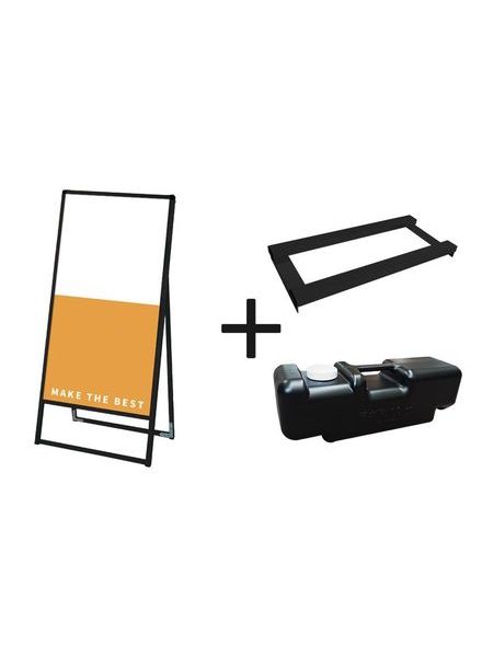 常磐精工 ボードスタンド ブラックバリウススタンド看板 アルミ複合板 600×1200片面 ウエイトアーム・水タンクセット BVASKAP-600X1200K-3SET|【店舗用品】