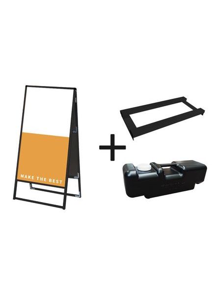 常磐精工 ボードスタンド ブラックバリウススタンド看板 アルミ複合板 600×1200両面 ウエイトアーム・水タンクセット BVASKAP-600X1200R-3SET|【店舗用品】