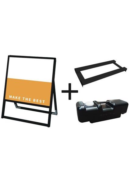 常磐精工 ボードスタンド ブラックバリウススタンド看板 アルミ複合板 600×600片面 ウエイトアーム・水タンクセット BVASKAP-600X600K-3SET|【店舗用品】