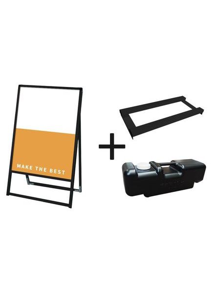 常磐精工 ボードスタンド ブラックバリウススタンド看板 アルミ複合板 600×900片面 ウエイトアーム・水タンクセット BVASKAP-600X900K-3SET|【店舗用品】