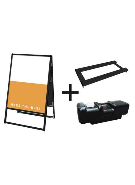 常磐精工 ボードスタンド ブラックバリウススタンド看板 アルミ複合板 600×900両面 ウエイトアーム・水タンクセット BVASKAP-600X900R-3SET|【店舗用品】