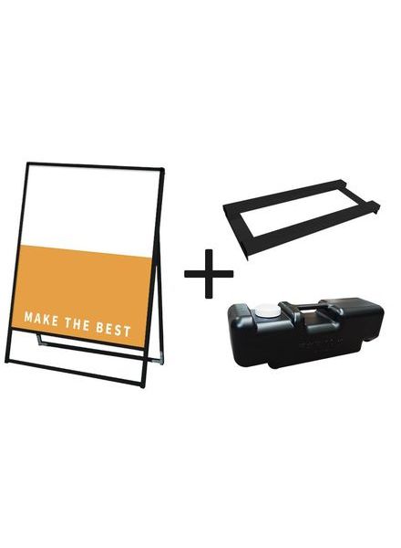 常磐精工 ボードスタンド ブラックバリウススタンド看板 アルミ複合板 900×1200片面 ウエイトアーム・水タンクセット BVASKAP-900X1200K-3SET|【店舗用品】