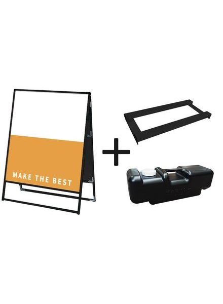 常磐精工 ボードスタンド ブラックバリウススタンド看板 アルミ複合板 900×1200両面 ウエイトアーム・水タンクセット BVASKAP-900X1200R-3SET|【店舗用品】