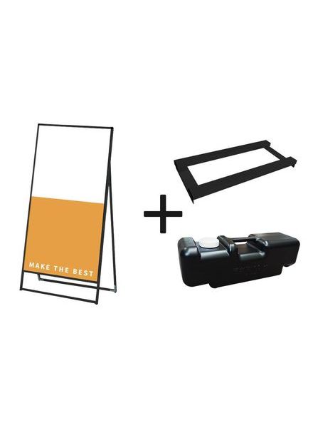 常磐精工 ボードスタンド ブラックバリウススタンド看板 アルミ複合板 900×1800片面 ウエイトアーム・水タンクセット BVASKAP-900X1800K-3SET|【店舗用品】