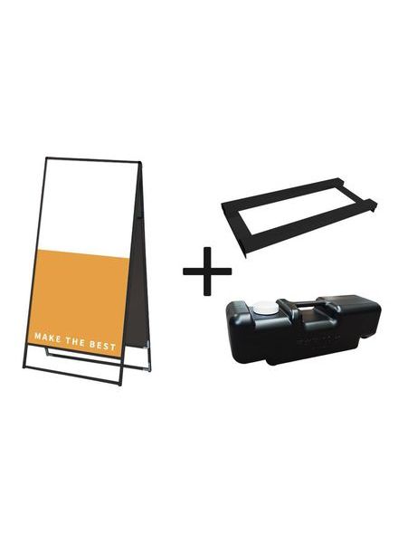 常磐精工 ボードスタンド ブラックバリウススタンド看板 アルミ複合板 900×1800両面 ウエイトアーム・水タンクセット BVASKAP-900X1800R-3SET|【店舗用品】