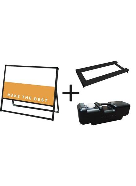 常磐精工 ボードスタンド ブラックバリウススタンド看板 アルミ複合板 900×450片面 ウエイトアーム・水タンクセット BVASKAP-900X450K-3SET|【店舗用品】