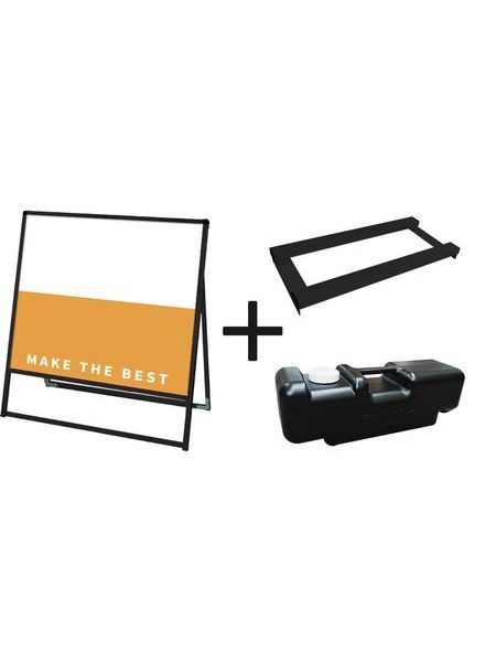 常磐精工 ボードスタンド ブラックバリウススタンド看板 アルミ複合板 900×900片面 ウエイトアーム・水タンクセット BVASKAP-900X900K-3SET|【店舗用品】