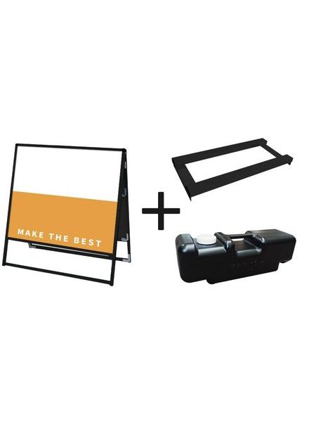 常磐精工 ボードスタンド ブラックバリウススタンド看板 アルミ複合板 900×900両面 ウエイトアーム・水タンクセット BVASKAP-900X900R-3SET|【店舗用品】