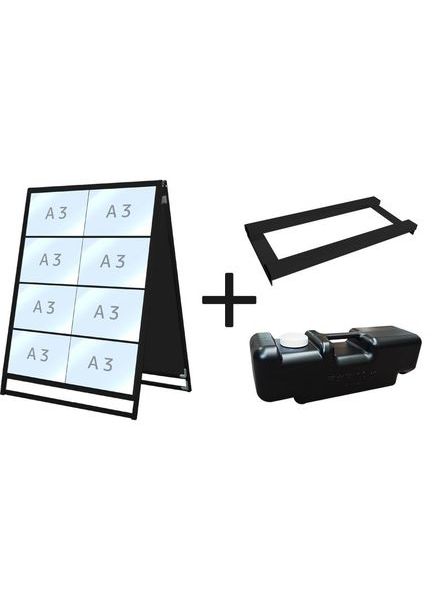 常磐精工 ブラックバリウスカードケーススタンド看板 A3横16両面 ウエイトアーム・水タンクセット BVACCSK-A3Y16R-3SET|【店舗用品】