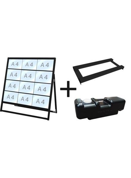 常磐精工 ブラックバリウスカードケーススタンド看板 A4横12片面 ウエイトアーム・水タンクセット BVACCSK-A4Y12K-3SET|【店舗用品】