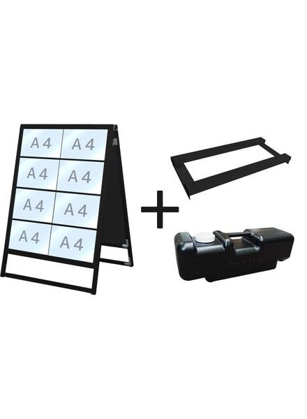 常磐精工 ブラックバリウスカードケーススタンド看板 A4横16両面 ウエイトアーム・水タンクセット BVACCSK-A4Y16R-3SET|【店舗用品】