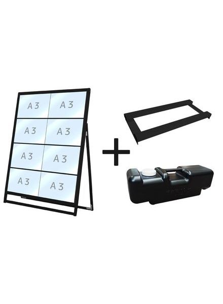 常磐精工 ブラックバリウスカードケーススタンド看板 A3横8片面 ウエイトアーム・水タンクセット BVACCSK-A3Y8K-3SET|【店舗用品】