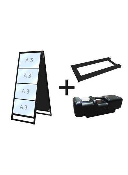 常磐精工 ブラックバリウスカードケーススタンド看板 A3横8両面 ウエイトアーム・水タンクセット BVACCSK-A3Y8R-3SET|【店舗用品】