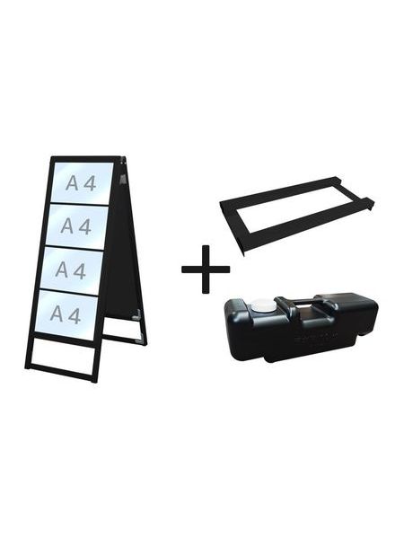 常磐精工 ブラックバリウスカードケーススタンド看板 A4横8両面 ウエイトアーム・水タンクセット BVACCSK-A4Y8R-3SET|【店舗用品】