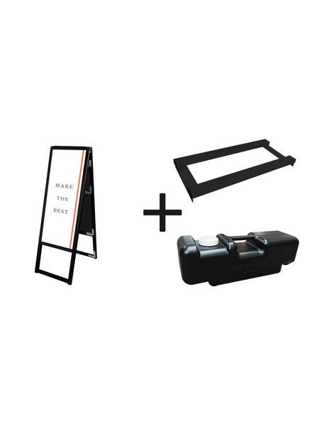 常磐精工 ポスタースタンド ブラックバリウススタンド看板 A3縦縦両面 ウエイトアーム・水タンクセット BVASKAC-A3TTR-3SET|【店舗用品】
