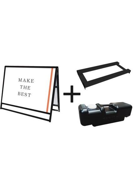 常磐精工 ポスタースタンド ブラックバリウススタンド看板 アクリル B1横ロウ両面 ウエイトアーム・水タンクセット BVASKAC-B1YLR-3SET|【店舗用品】