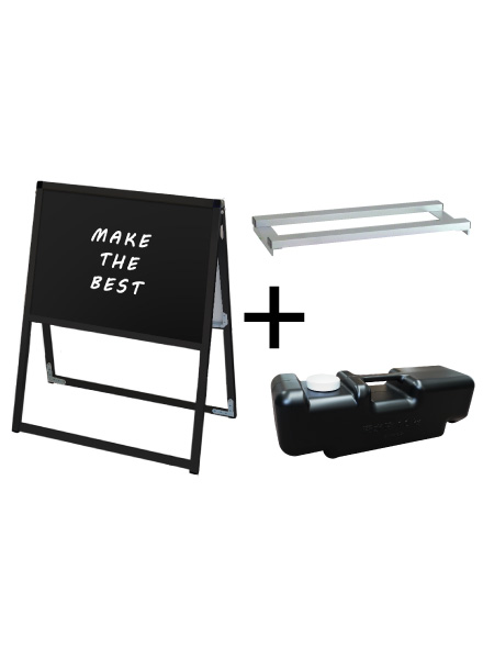 常磐精工 マーカースタンド ブラックバリウススタンド看板 ブラックボード A2横両面 ウエイトアーム・水タンクセット BVASKBB-A2YR-3SET|【店舗用品】