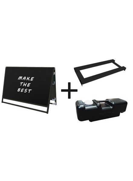 常磐精工 マーカースタンド ブラックバリウススタンド看板 ブラックボード B1横ロウ両面 ウエイトアーム・水タンクセット BVASKBB-B1YLR-3SET|【店舗用品】