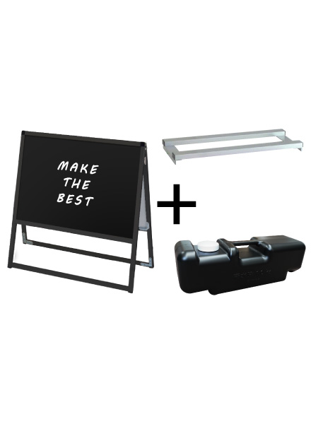 常磐精工 マーカースタンド ブラックバリウススタンド看板 ブラックボード B2横両面 ウエイトアーム・水タンクセット BVASKBB-B2YR-3SET|【店舗用品】