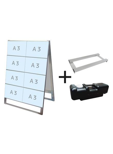 常磐精工 カードケーススタンド看板 A3横16両面 ウエイトアーム・水タンクセット CCSK-A3Y16R-3SET|【店舗用品】