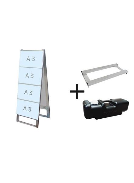 常磐精工 カードケーススタンド看板 A3横8両面 ウエイトアーム・水タンクセット CCSK-A3Y8R-3SET|【店舗用品】