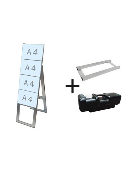 常磐精工 カードケーススタンド看板 A4横4片面ハイ ウエイトアーム・水タンクセット CCSK-A4Y4KH-3SET|【店舗用品】