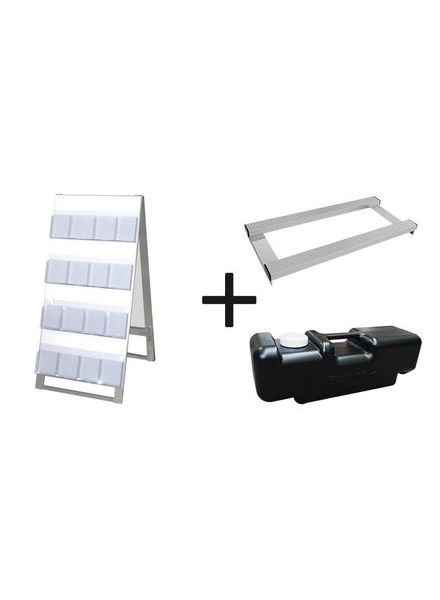 常磐精工 ディスプレイスタンド ケーススタンド看板 450幅4段両面 ウエイトアーム・水タンクセット CSK-450X8R-3SET|【店舗用品】