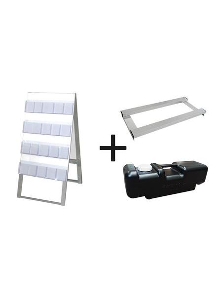 常磐精工 ディスプレイスタンド ケーススタンド看板 600幅4段両面ハイ ウエイトアーム・水タンクセット CSK-600X8RH-3SET|【店舗用品】