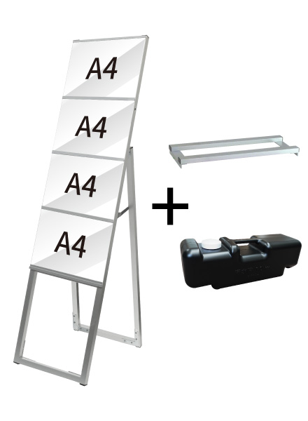 常磐精工 ポスタースタンド イージーリンクスタンド看板 A4横4片面 ウエイトアーム・水タンクセット ELSK-A4Y4K-3SET|【店舗用品】