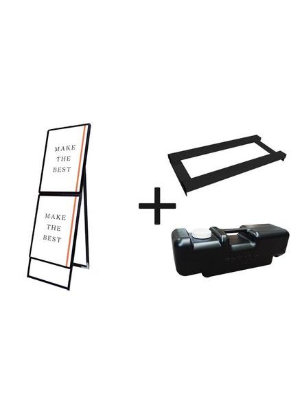常磐精工 ポスタースタンド ポスターグリップスタンド看板コンビ(屋外用) A2A2片面ブラック ウエイトアーム・水タンクセット PGSKC-A2A2KB-G-3SET|【店舗用品】