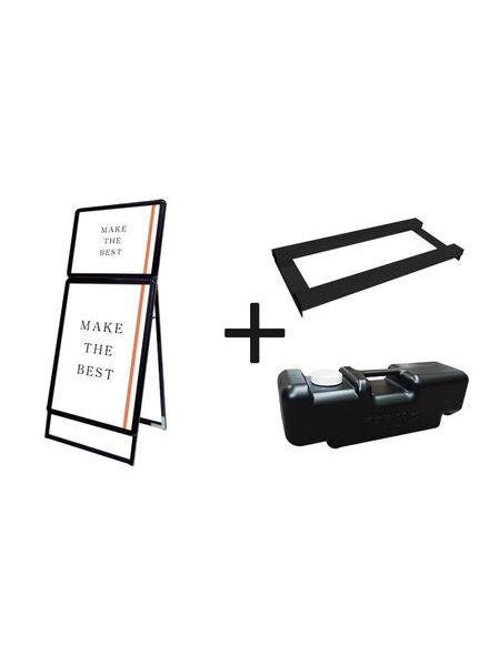 常磐精工 ポスタースタンド ポスターグリップスタンド看板コンビ(屋外用) B2B1片面ブラック ウエイトアーム・水タンクセット PGSKC-B2B1KB-G-3SET|【店舗用品】