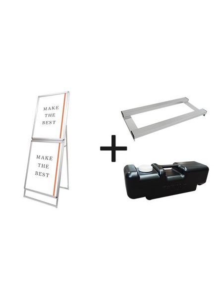 常磐精工 ポスタースタンド ポスターグリップスタンド看板コンビ(屋外用) B2B2片面シルバー ウエイトアーム・水タンクセット PGSKC-B2B2KS-G-3SET|【店舗用品】