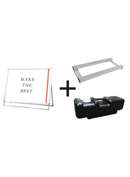 常磐精工 ポスタースタンド ポスターグリップスタンド看板 屋外用 A0横ロウ片面シルバー ウエイトアーム・水タンクセット PGSK-A0YLKS-G-3SET|【店舗用品】