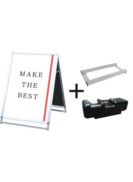 常磐精工 ポスタースタンド ポスターグリップスタンド看板 屋内用 A1ロウ両面シルバー ウエイトアーム・水タンクセット PGSK-A1LRS-3SET|【店舗用品】