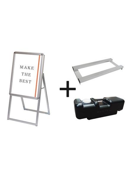 常磐精工 ポスタースタンド ポスターグリップスタンド看板 屋外用 A2片面シルバー ウエイトアーム・水タンクセット PGSK-A2KS-G-3SET|【店舗用品】