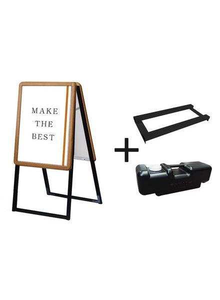 常磐精工 ポスタースタンド ポスターグリップスタンド看板 屋外用 A2 両面 木目 ウエイトアーム・水タンクセット PGSK-A2RM-G-3SET|【店舗用品】