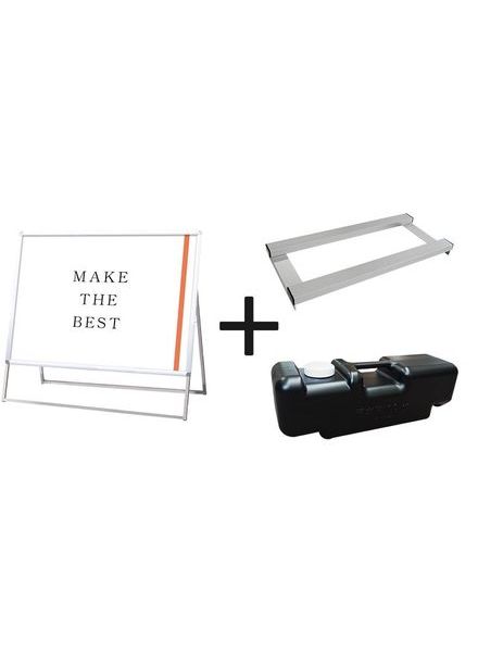 常磐精工 ポスタースタンド ポスターグリップスタンド看板 屋外用 B0横片面シルバー ウエイトアーム・水タンクセット PGSK-B0YKS-G-3SET|【店舗用品】