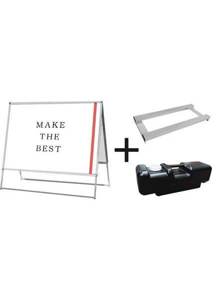 常磐精工 ポスタースタンド ポスターグリップスタンド看板 屋外用 B0横両面シルバー ウエイトアーム・水タンクセット PGSK-B0YRS-G-3SET