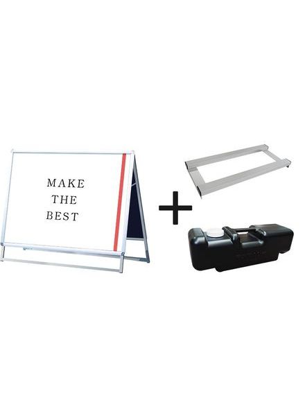 常磐精工 ポスタースタンド ポスターグリップスタンド看板 屋内用 B1横ロウ両面シルバー ウエイトアーム・水タンクセット PGSK-B1YLRS-3SET|【店舗用品】