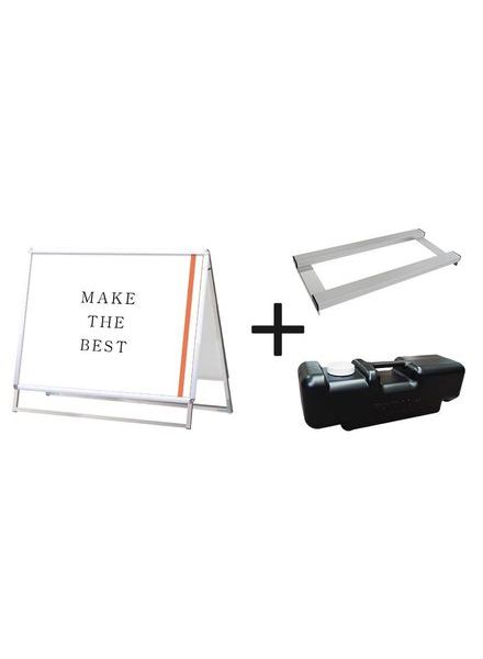 常磐精工 ポスタースタンド ポスターグリップスタンド看板 屋外用 B1横ロウ両面シルバー ウエイトアーム・水タンクセット PGSK-B1YLRS-G-3SET|【店舗用品】