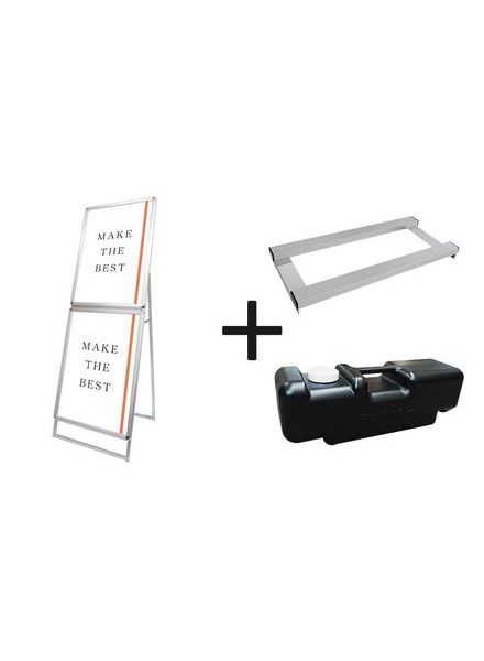 常磐精工 ポスタースタンド ポスターグリップスタンド看板コンビ(屋内用) A1A1片面シルバー ウエイトアーム・水タンクセット PGSKC-A1A1KS-3SET|【店舗用品】