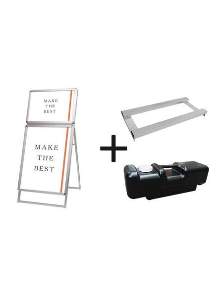 常磐精工 ポスタースタンド ポスターグリップスタンド看板コンビ(屋内用) A2A1片面シルバー ウエイトアーム・水タンクセット PGSKC-A2A1KS-3SET|【店舗用品】