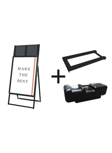 常磐精工 ポスタースタンド ポスターグリップスタンド看板カタログケース付(屋内用) A1片面ブラック ウエイトアーム・水タンクセット PGSKK-A1KB-3SET|【店舗用品】